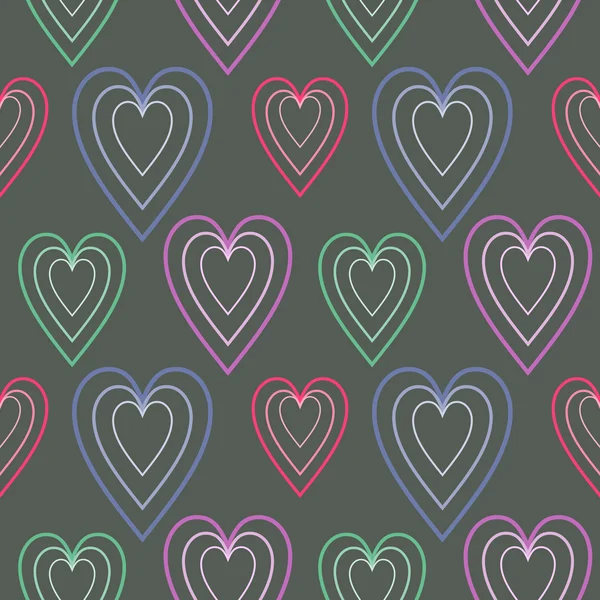 Seamless vector pattern,dark symmetrical  background with hearts — Stock Vector