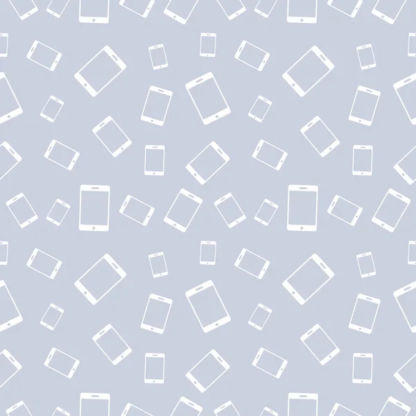 Seamless vector pattern, pastel shadeless chaotic background with white smartphones — ストックベクタ