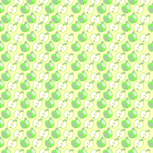 Seamless vector fruit pattern, pastel symmetrical background with apples — Stock vektor