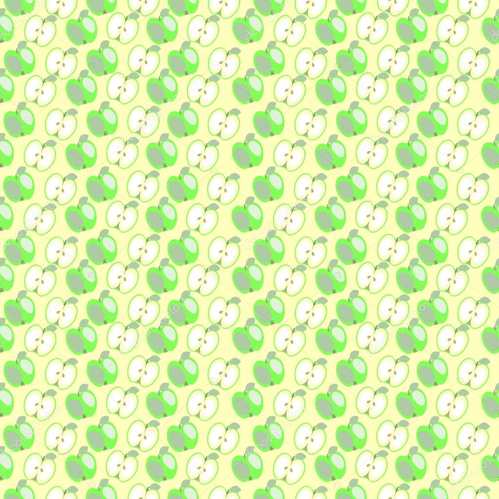 Seamless vector fruit pattern, pastel symmetrical background with apples