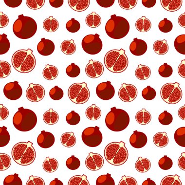 Yakın çekim papaya, tam ve yarım ile simetrik arka plan sorunsuz vektör desen, parlak meyve