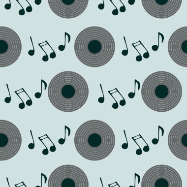 Retro arka plan ile müzik plaka ve notlar.