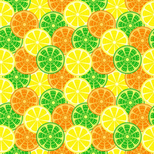 Heller, bunter Hintergrund mit Orangen, Zitronen und Limetten — Stockvektor