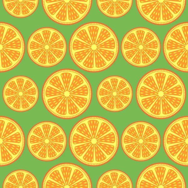 Patrón de vectores de frutas sin costuras, fondo brillante de cerca con naranjas — Vector de stock