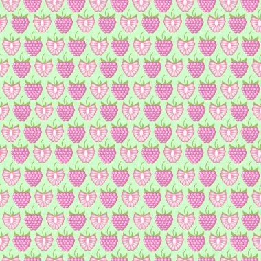 Sorunsuz meyve vektör desen, ahududu, bütün ve yarı simetrik pastel arka plan