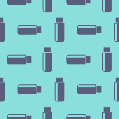 Seamless technology vector pattern, symmetrical background with icons of flash drive, over blue backdrop
