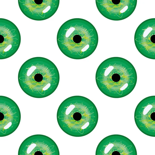 Nahtlose abstrakte Vektormuster, heller symmetrischer Hintergrund mit grünen Pupillen in Nahaufnahme — Stockvektor