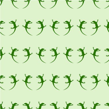 Seamless animal vector pattern, symmetrical background with green reptiles, green silhouettes over light backdrop