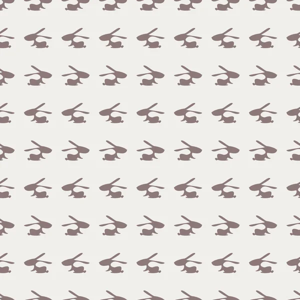 Seamless animal vector pattern, background with rabbits, grey silhouette over light backdrop — Stockový vektor