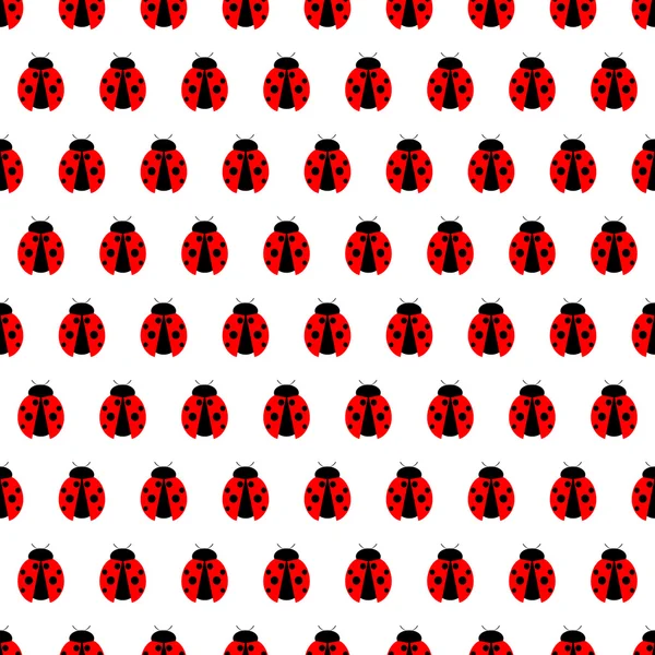 Nahtloses Vektormuster mit Insekten, symmetrischer Hintergrund mit kleinen Marienkäfern — Stockvektor