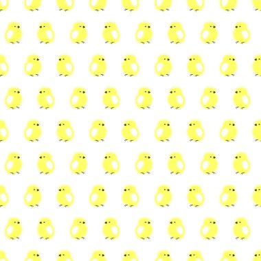 Seamless vector pattern with animals, cute symmetrical background with chickens