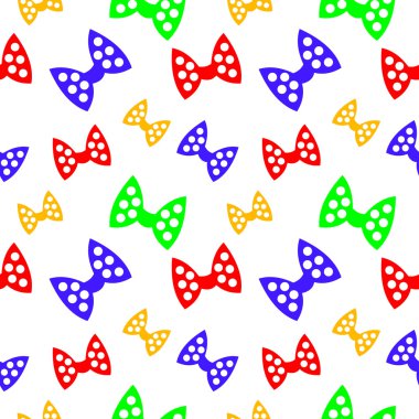 Seamless vector pattern, bright chaotic colorful background with bows, on the white backdrop