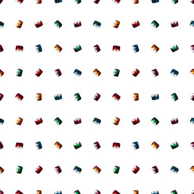 Seamless vector pattern. Symmetrical background with little colorful gems on the white backdrop