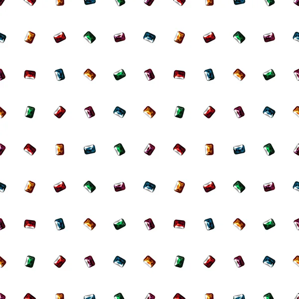 Seamless vector pattern. Symmetrical background with little colorful gems on the white backdrop — Stockový vektor