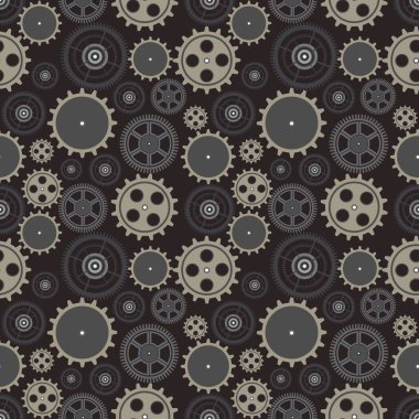Seamless vector pattern, background with elements of the watch on the dark backdrop