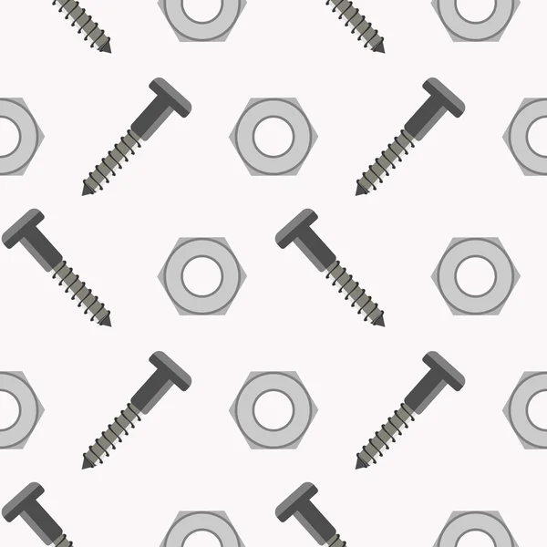 Seamless vector pattern with tools. Symmetrical background with screws and nuts — Stock Vector