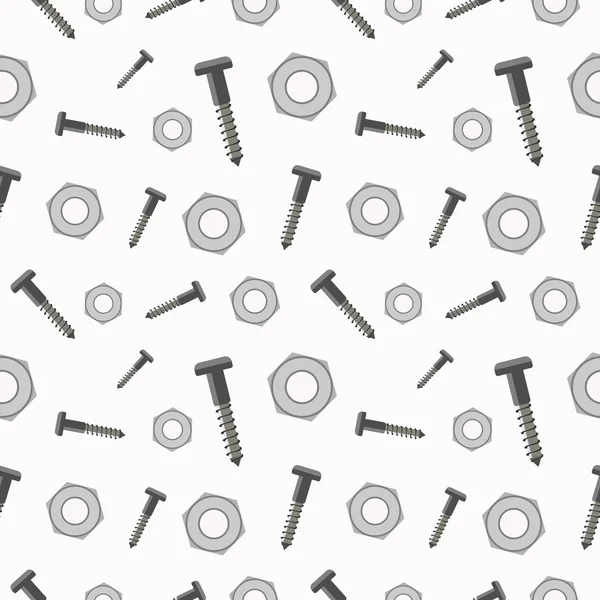 Seamless vector pattern with tools. Chaotic background with screws and nuts on the white backdrop — ストックベクタ