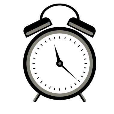 Vector illustration of red alarm clock, isolated on the white background