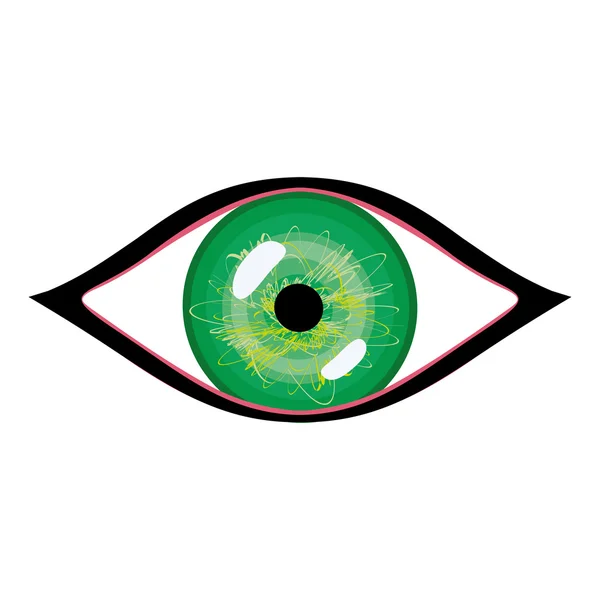 Ilustración vectorial del ojo humano. Ojo verde estilizado con reflejos — Archivo Imágenes Vectoriales