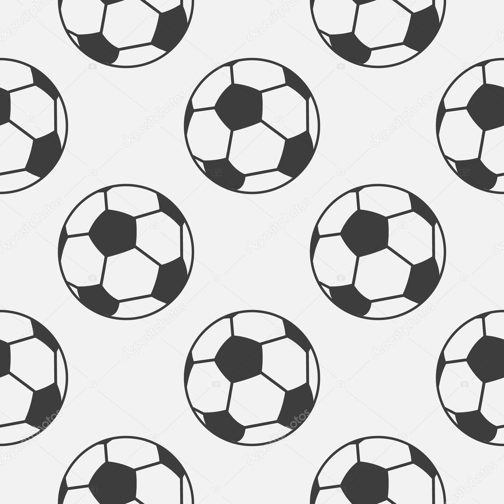 Seamless vector pattern, grey background with elements of black soccer balls