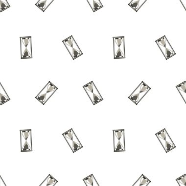 Seamless vector pattern. Chaotic background with grey sandglasses on the white backdrop