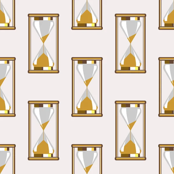 Seamless vector pattern. Symmetrical background with closeup gold sandglasses on the grey backdrop — Stockový vektor