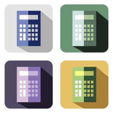 Vector icon. Set of colorful icons of calculator, isolated on the white background