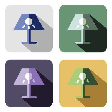Vector icon. Set of colorful icons of lamp, isolated on the white background