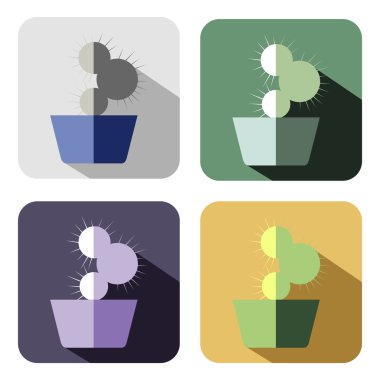 Vector icon. Set of colorful icons of cactus, isolated on the white background
