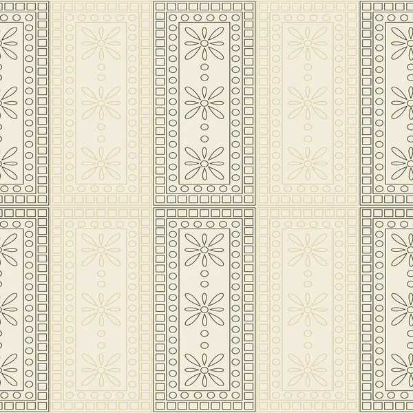 Seamless vector pattern. Symmetrical geometric background with brown rectangles on the light backdrop. Decorative ornament — 스톡 벡터