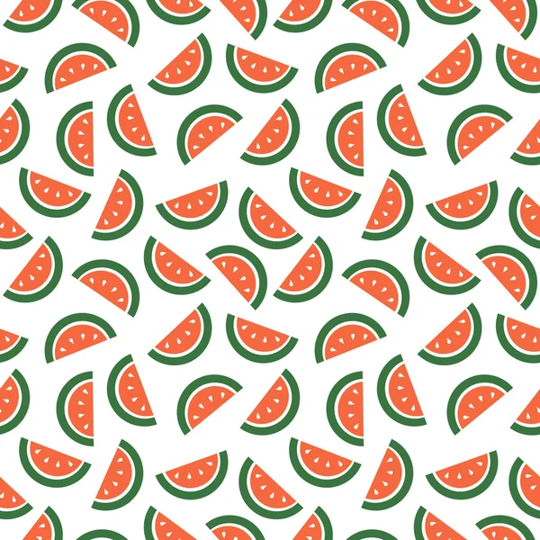 Seamless vector pattern, fruits bright chaotic background with watermelons, on the white backdrop — Διανυσματικό Αρχείο