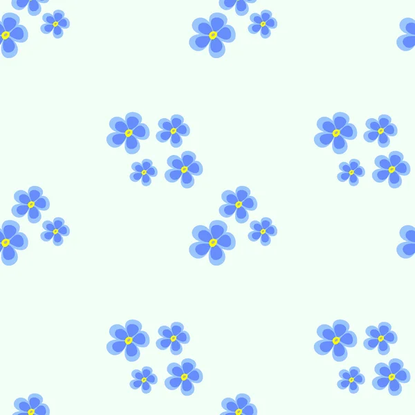 Seamless floral vector pattern. Chaotic background with blue flowers — Stockvector
