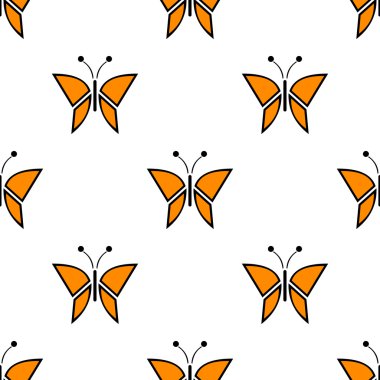 Sorunsuz vektör böcekler, kırmızı kelebekler ile simetrik arka plan desenle. Dekoratif yinelenen süsleme