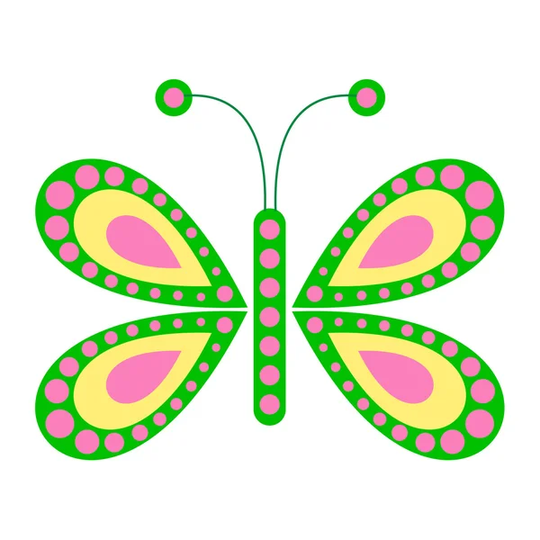 Vektorillustration von Insekt, grünem Schmetterling, isoliert auf weißem Hintergrund — Stockvektor