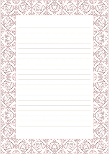 Vector en blanco para carta, tarjeta o carta. Forma de papel blanco con borde ornamental decorativo rojo pastel. Tamaño del formato A4 — Vector de stock