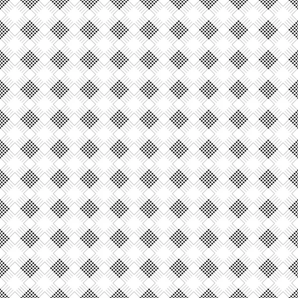 Patrón de vector sin fisuras. Fondo geométrico simétrico en blanco y negro con rombo y líneas. Adorno decorativo repetitivo — Vector de stock