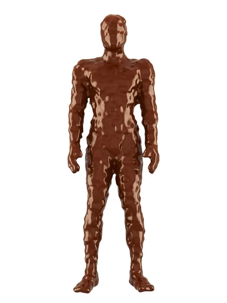 Un hombre bañado en chocolate sobre un fondo blanco. renderizado 3d — Foto de Stock