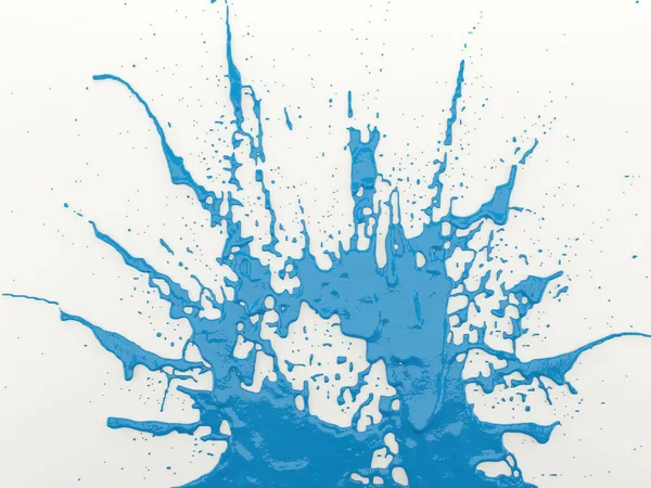 Pulverizadores de tinta azul na parede bege. Renderização 3d — Fotografia de Stock