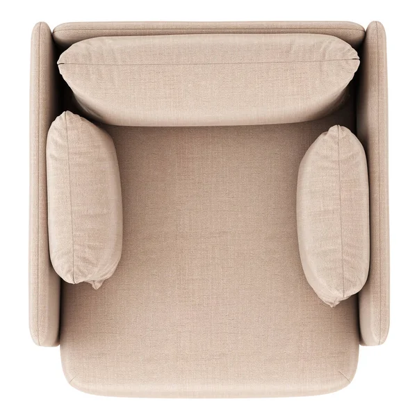 Une chaise douce avec deux oreillers sur fond blanc vue de dessus. Rendu 3d — Photo