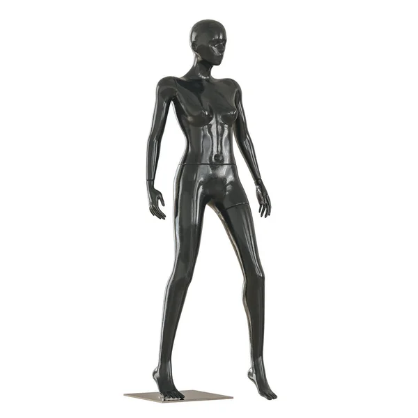 Mannequin féminin brillant noir sur fond blanc. Rendu 3d — Photo