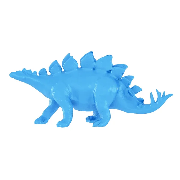Plastic blue toy dinosaur stegosaurus on isolated background. 3d rendering Stock Image