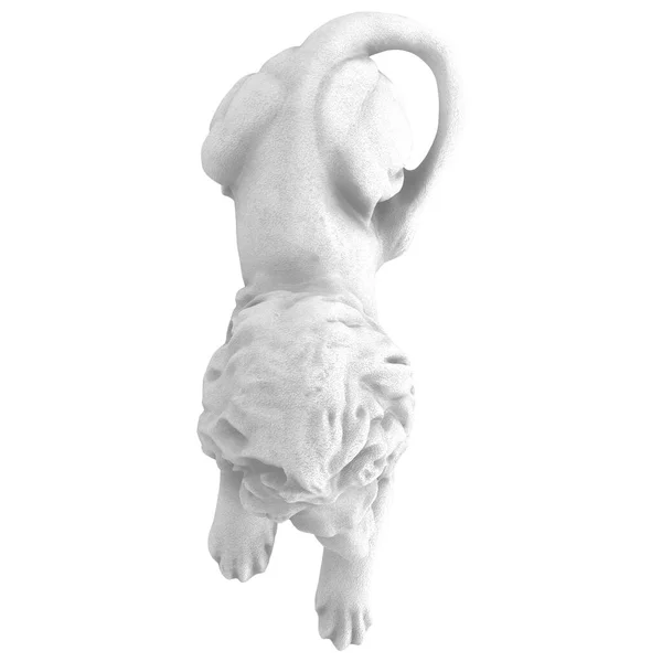 Fehér kő szobor egy fekvő oroszlánról, elszigetelt háttérrel. Első látásra. 3D-s renderelés — Stock Fotó