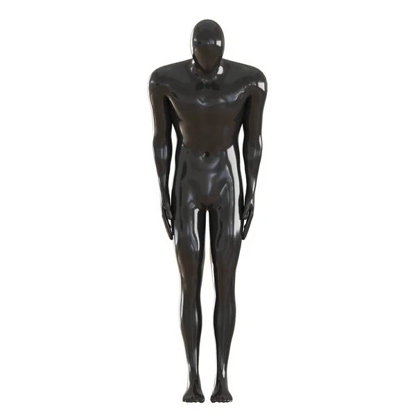 Černý muž bez tváře figuríny stojí v luku póza na bílém pozadí. 3D vykreslování — Stock fotografie