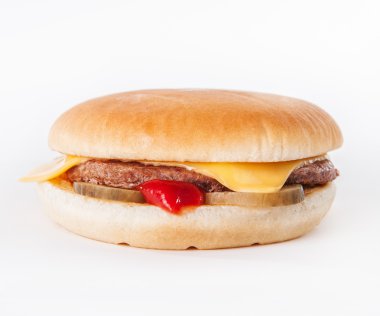 Traditional fast food - beef hamburger on white background isolated