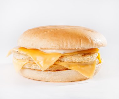 Traditional fast food -  duble chicken hamburger on white background isolated