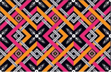 Halı, duvar kâğıdı, giysi, ambalaj, batik, kumaş için geleneksel etniksiz arka plan tasarımı. Vektör illüstrasyon nakış biçimi