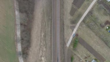 Railway.surrounding kırsal üzerinde uçan