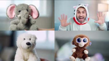 Kedi kostümlü genç adam duygusal olarak video çağrısında yumuşak oyuncaklara masal anlatır. Yumuşak oyuncaklar video ile iletişim kurar. Karantina sırasında kendini izole eder..