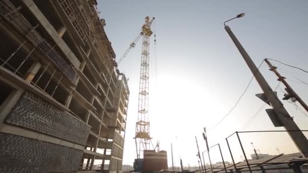 İnşaat çalışmaları beton, kule vinç — Stok video