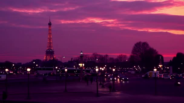 Paris, panoramik görünümü akşam — Stok video